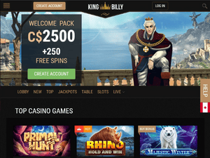 Website Screencap of King Billy Casino in Canada