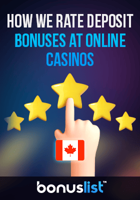 Five stars and a finger chose middle one for how we rate deposit bonuses at online casinos