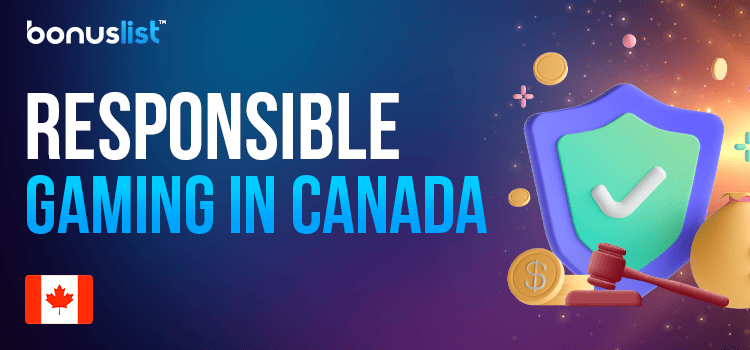 Shield with check mark, cute chips with dollar sign for responsible gaming in Canada