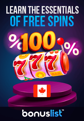 A reel on a podium for learning the essentials of free spins