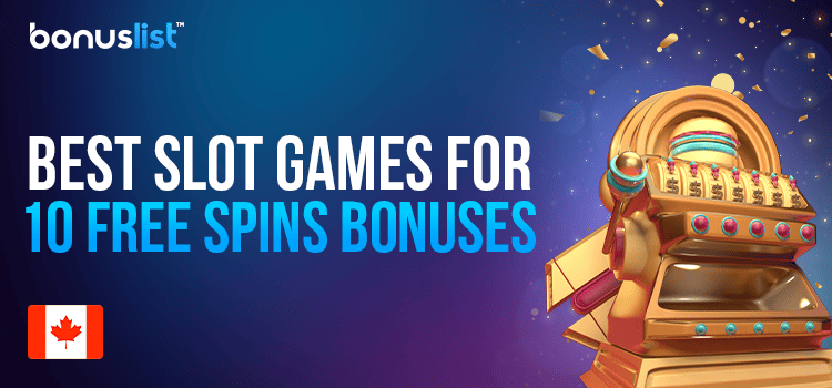 A golden slot machine with some gold coins around it for the best slot games for 10 free spins bonuses