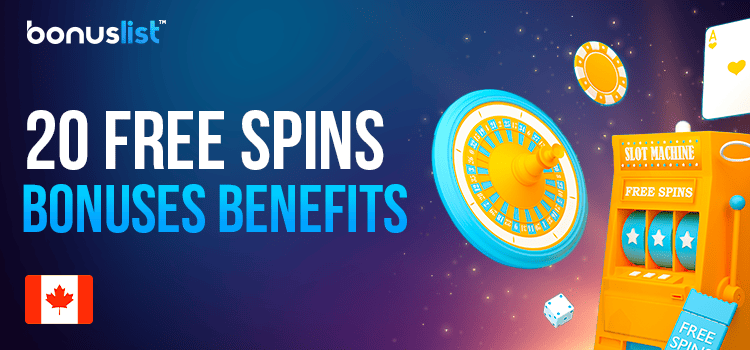 A golden slot machine with casino roulette, dice and chips for 20 free spins bonuses benefits