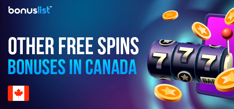 A casino reel with gold coins and a mobile phone for other free spins bonuses in Canada