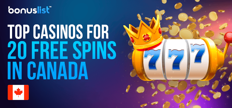 A futuristic crowned casino reel with some gold coins for top casinos for 20 free spins in Canada
