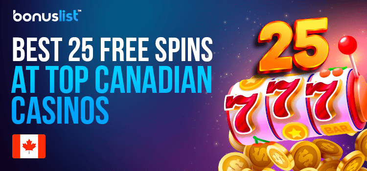 A golden spin reel with some gold coins for the best 25 free spins at top Canadian casinos