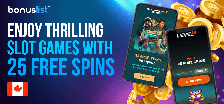 Different 25 free spins bonuses on mobile phone and some gold coins for enjoying thrilling slot games with 25 free spins