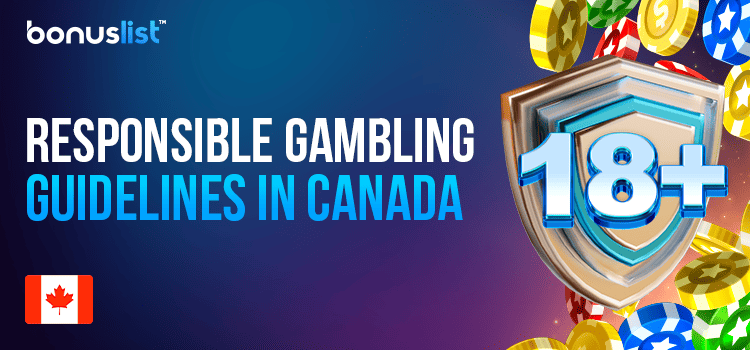 An 18+ logo with a shield and casino chips for responsible gambling guidelines in Canada