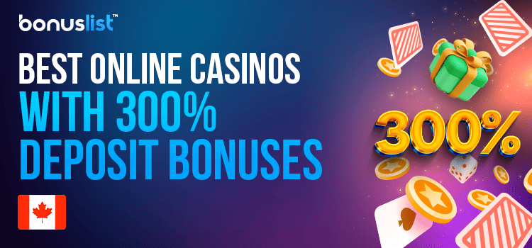 Different casino gaming items and a gift box for the best online casinos with 300 deposit bonuses