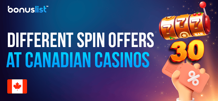 A hand is holding some coupons for different free spin offers at Canadian casinos