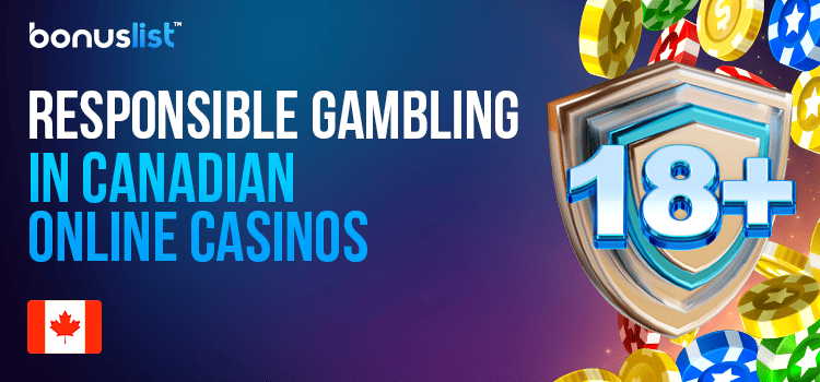 An 18+ logo with a shield and casino chips for responsible gambling in Canadian online casinos