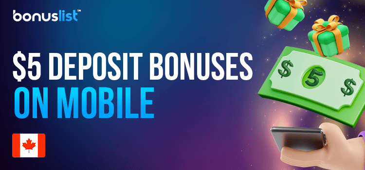 $5 dollar bill and gift box for deposit bonuses on mobile