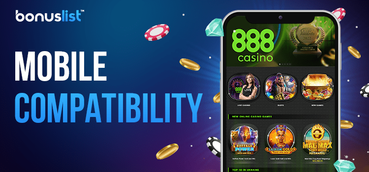 888 Casino site is loaded perfectly on a mobile phone