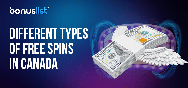 A bundle of cash with wings for different types of free spins bonuses