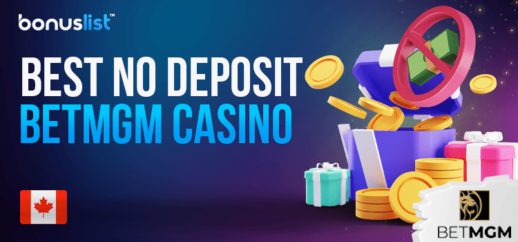Some gift boxes with gold coins and a cash bundle with a NO sign for the best no deposit BetMGM casino
