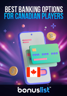 Some gold coins and credit cards on a mobile phone for the best banking options for Canadian Players
