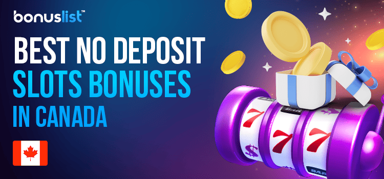A colorful casino slot and a gift box with gold coins for the best no deposit slots bonuses in Canada