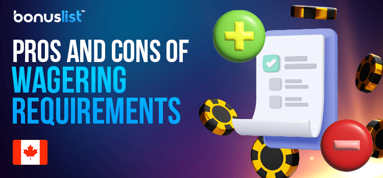 A document with a clipboard and some casino chips for pros and cons of wagering requirements