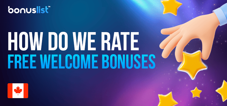 A hand is picking stars explains how we rate free welcome bonuses
