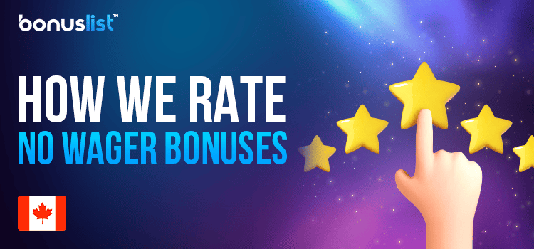 A hand is holding some stars describes how we rate no wager bonuses