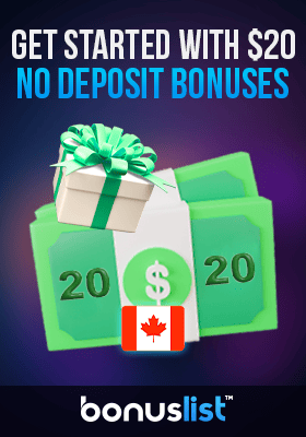 $20 bills and gift box as a symbol for getting started with $20 no deposit bonuses