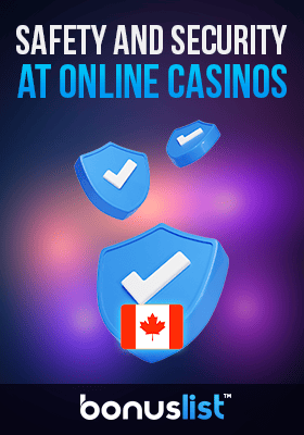 Some white check marks on blue shield for safety and security at online casinos