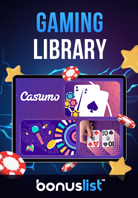 Available games in Casumo Casino are displayed on a tablet