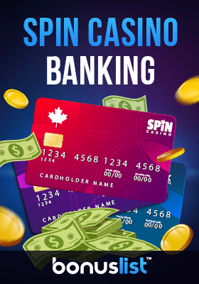 Banking cards, cash and coins for banking options in Spin Casino