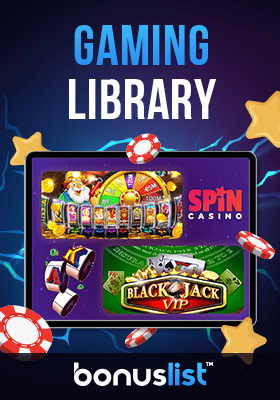 Available games in Spin Casino are displayed on a tablet