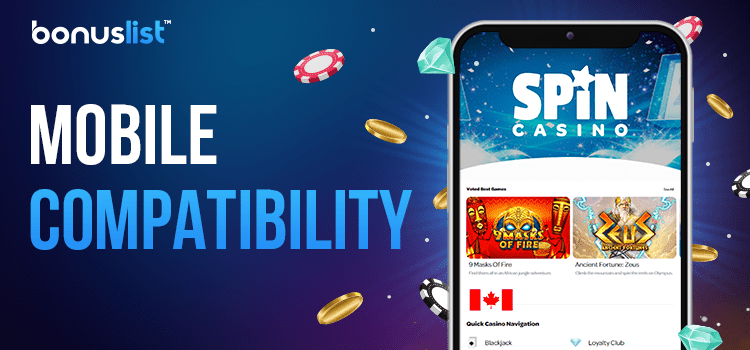 Spin Casino site is loaded perfectly on a mobile phone
