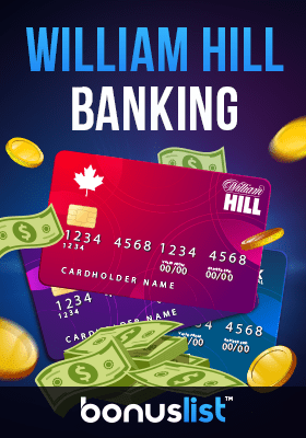Banking cards, cash and coins for banking options in William Hill Casino