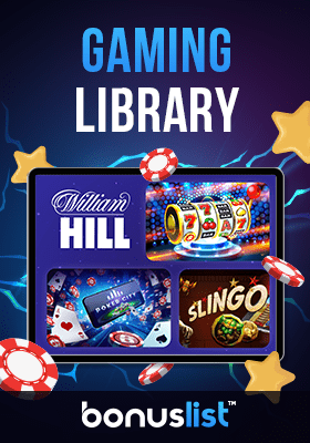 Available games in William Hill Casino are displayed on a tablet